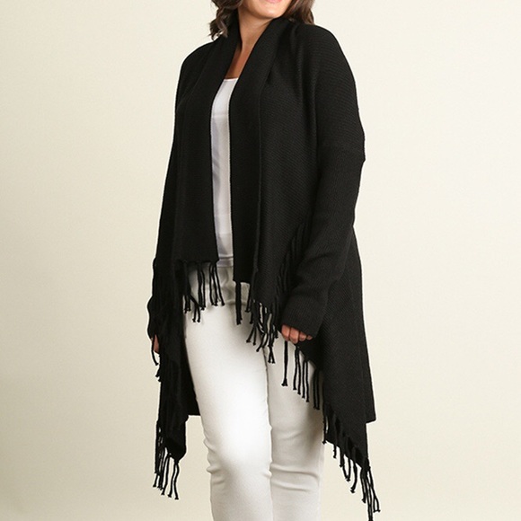 black fringe cardigan